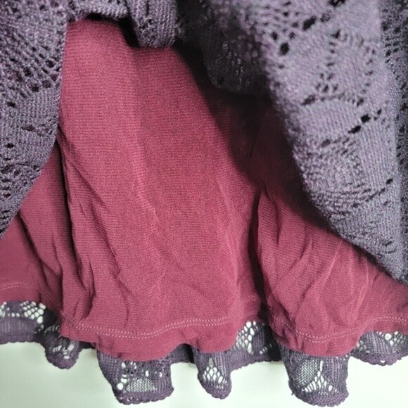 Free People Women's Lace Cowl Neck Mini Dress  Purple sz 8 - Picture 5 of 10